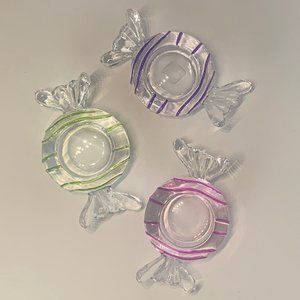 PARTYLITE 3 PC CANDY TEALIGHT CANDLE HOLDERS-NEW